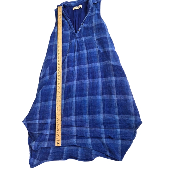 Isabella Sinclair Anthropologie Linen Plaid Shirt Dress Womens Small Blue - Picture 8 of 10